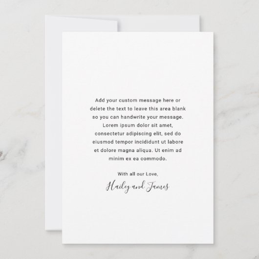 シンプルエレガントScriptたった今結婚しました写真結婚の 案内状 (裏面)