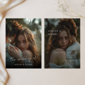 シンプルエレガントScriptのモダン結婚写真オーバーレイ 招待状
