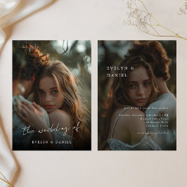 シンプルエレガントScriptのモダン結婚写真オーバーレイ 招待状