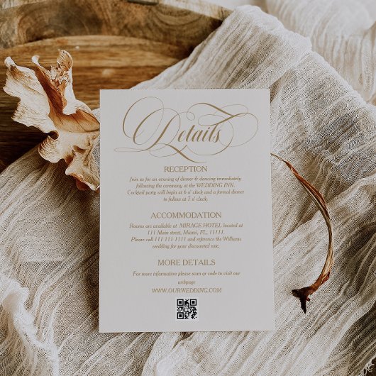 シンプルエレガントScriptアイボリー結婚の詳細 エンクロージャーカード