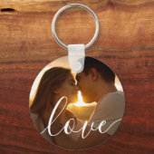 シンプルエレガントScriptカップル2枚の写真 キーホルダー (裏面)