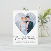 シンプルエレガントScriptハート2写真結婚の サンキューカード (スタンド正面)