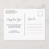 シンプルエレガントScript写真モダン新年 シーズンポストカード (裏面)