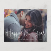シンプルエレガントScript写真モダン新年 シーズンポストカード (正面)