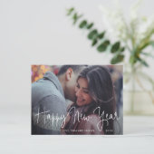 シンプルエレガントScript写真モダン新年 シーズンポストカード (スタンド正面)