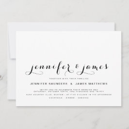 シンプルエレガントScript写真モダン結婚式の招待 招待状