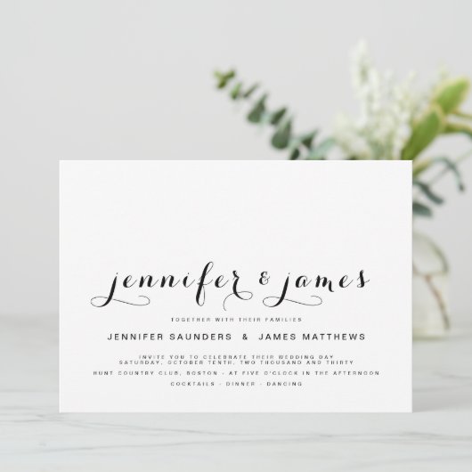 シンプルエレガントScript写真モダン結婚式の招待 招待状 (スタンド正面)