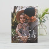 シンプルエレガントScript写真結婚の セーブザデート (スタンド正面)