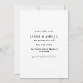 シンプルエレガントScript写真結婚の セーブザデート (裏面)