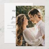 シンプルエレガントScript写真結婚の 招待状 (正面/裏面)