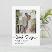 シンプルエレガントScript手書き写結婚真 サンキューカード (スタンド正面)