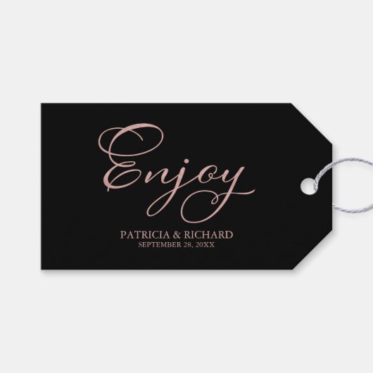 シンプルエレガントScript楽しむ結婚式の引き出物ラベル ギフトタグ (正面(横))