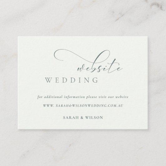 シンプルエレガントScript白黒結婚のWebサイト エンクロージャーカード (正面)