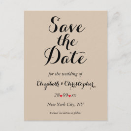 シンプルエレガントScript素朴 Wedding日付の保存 ポストカード