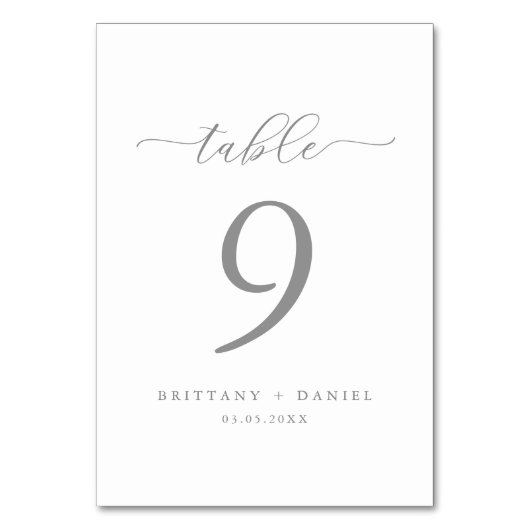 シンプルエレガントScript結婚のテーブル番号カード テーブルナンバー (正面)