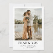 シンプルエレガントScript結婚の写真サンキューカード サンキューカード (正面)