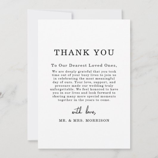 シンプルエレガントScript結婚の写真サンキューカード サンキューカード (裏面)