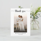 シンプルエレガントScript結婚の写真サンキューカード サンキューカード (スタンド正面)