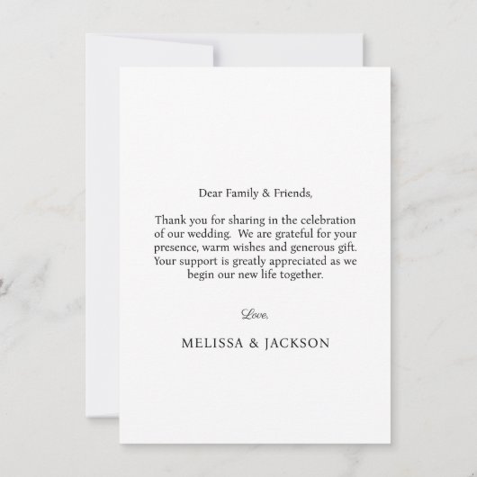 シンプルエレガントScript結婚の写真サンキューカード サンキューカード (裏面)