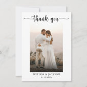 シンプルエレガントScript結婚の写真サンキューカード サンキューカード (正面)