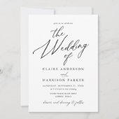 シンプルエレガントScript結婚詳細 招待状 (正面)
