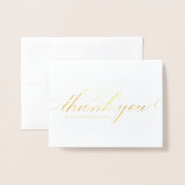 シンプルエレガントScript結婚's Thank You Photo 箔カード (封筒付き正面)