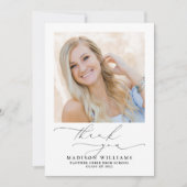 シンプルエレガントScript 2写真の卒業 サンキューカード (正面)