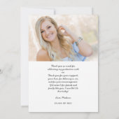 シンプルエレガントScript 2写真の卒業 サンキューカード (裏面)