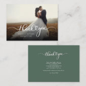 シンプルエレガントScript and Photo結婚 S Thank You ノートカード (正面/裏面)