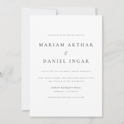 シンプルエレガントScript Black and White 結婚's 招待状 (正面)