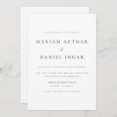 シンプルエレガントScript Black and White 結婚's 招待状 (正面/裏面)