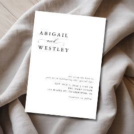 シンプルエレガントScript Black and White 結婚's 招待状
