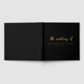 シンプルエレガントScript Black Gold Foil 結婚's ゲストブック (全面)