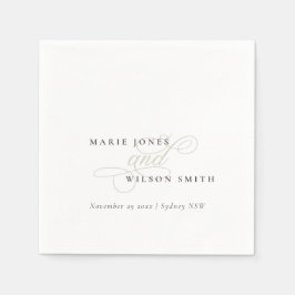 シンプルエレガントScript Black & White 結婚's スタンダードカクテルナプキン