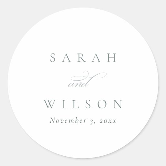 シンプルエレガントScript Black & White 結婚's ラウンドシール (正面)