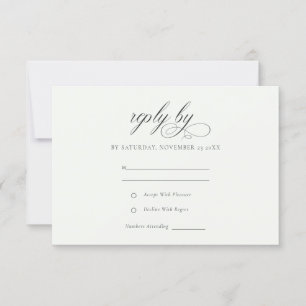 シンプルエレガントScript Black & White 結婚's 出欠カード