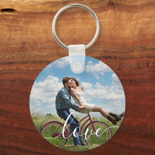 シンプルエレガントScript Coule Photo Keychain キーホルダー