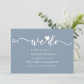 シンプルエレガントScript Dusty Blueハート セーブザデート (スタンド正面)