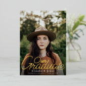 シンプルエレガントScript Graduation Photofoil 箔招待状 (立ち正面)