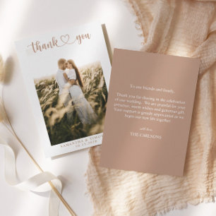 シンプルエレガントScript Minimalist結婚の写真 サンキューカード