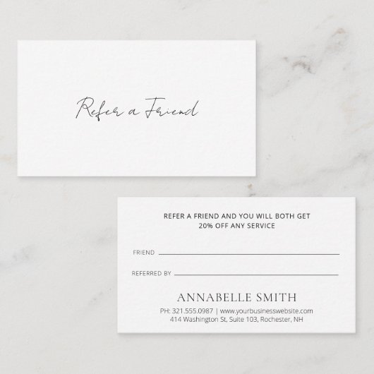 シンプルエレガントScript Minimalist モダン 紹介カード (正面/裏面)