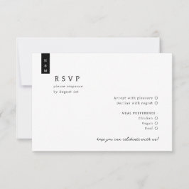 シンプルエレガントScript Minimalist Monogram結婚の 出欠カード