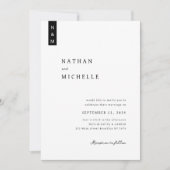 シンプルエレガントScript Minimalist Monogram結婚の 招待状 (正面)