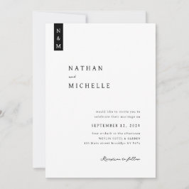 シンプルエレガントScript Minimalist Monogram結婚の 招待状