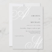 シンプルエレガントScript Monogram結婚の 招待状 (正面)