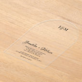 シンプルエレガントScript & Monogram Overlay結婚の アクリル招待状 (レイダウン)