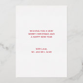 シンプルエレガントScript Newlyed Christmas 箔シーズンカード (裏面)