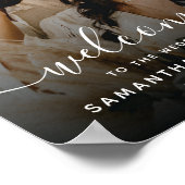 シンプルエレガントScript Photoの結婚Welcome Sign ポスター (角)