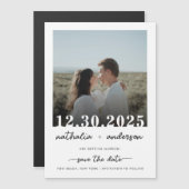 シンプルエレガントScript Photo日付を保存結婚する マグネット招待状 (正面/裏面)
