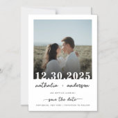 シンプルエレガントScript Photo日付を保存結婚する マグネット招待状 (正面)